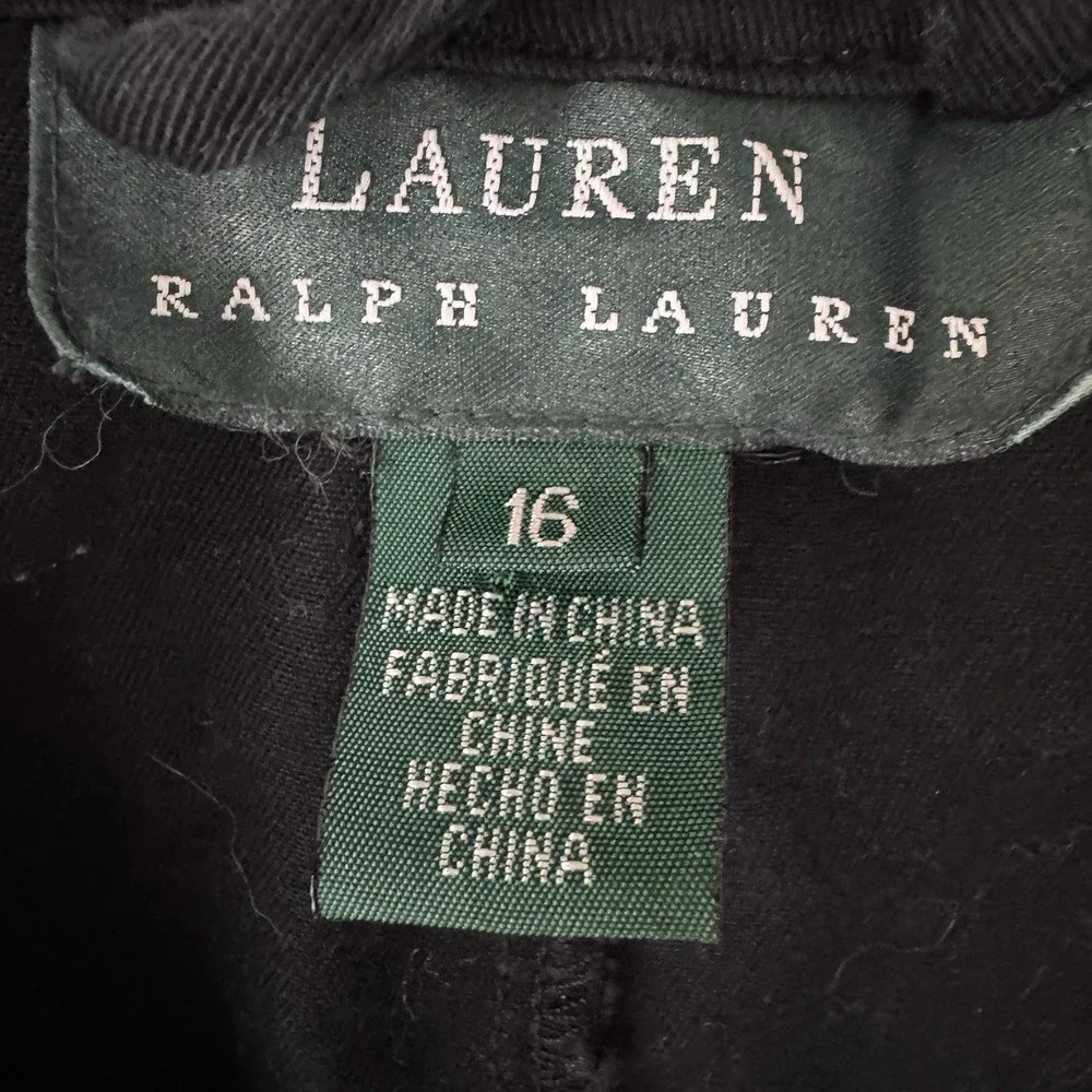 LRL Ralph Lauren Cotton Jacket Black Women Sz 16 Classic Pockets Preppy Academia